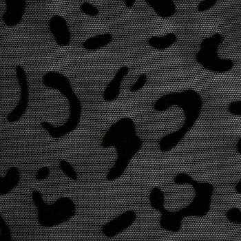 Preview: Tüll Napoli Schwarz mit Leoprint in Flockoptik